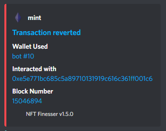 Example of a failed transaction