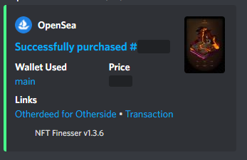 Example of a successful opensea purchase